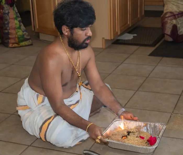 Sri Subramanya Sharma Komallapalli performing a home puja