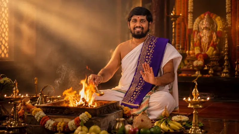 A traditional Hindu wedding homam